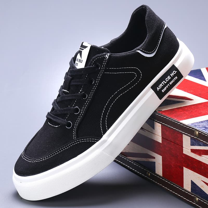 Autumn new men's shoes solid color canvas shoes Korean style trendy casual shoes comfortable flat low-top lace-up fashion sneakers