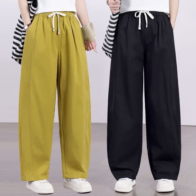 Summer New Style Women's Thin Loose-Fitting Mom-Style Casual Pants, Solid Color High-Waisted Slimming Harem Straight-Leg Pants