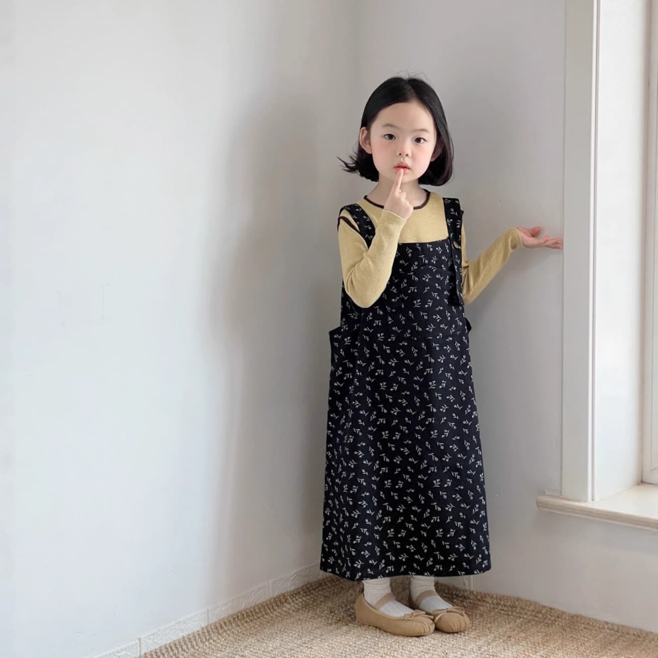 Korean-style Girls Dress 2025 Autumn New Children Cotton Suspenders Floral Fashion Dress