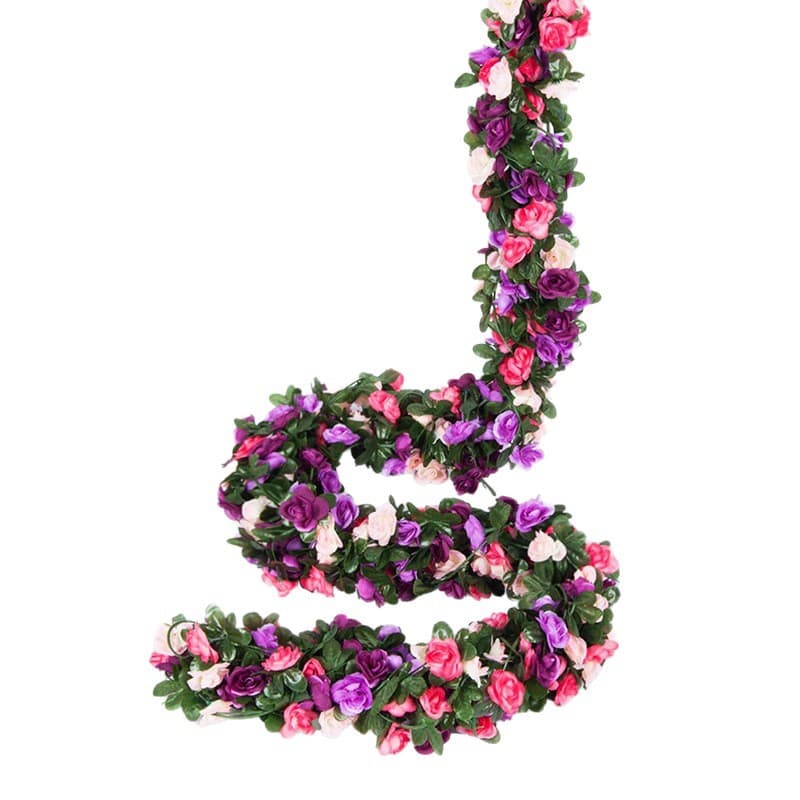 Artificial Rose Vine for Wedding Arch, 45-Head Wall Hanging Flower Vine, Fake Flower Garland for Decoration