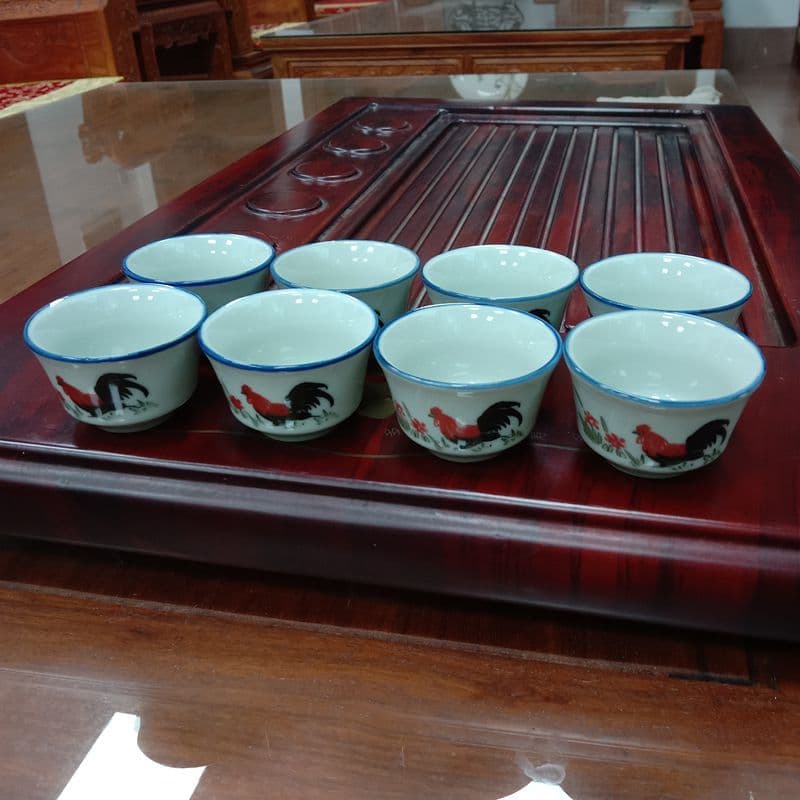 Baofeng Ceramic Factory Wholesale Chinese Ceramic Gongfu Tea Set, Household Small Ceramic Tea Cup, Celadon Rooster Tea Cup
