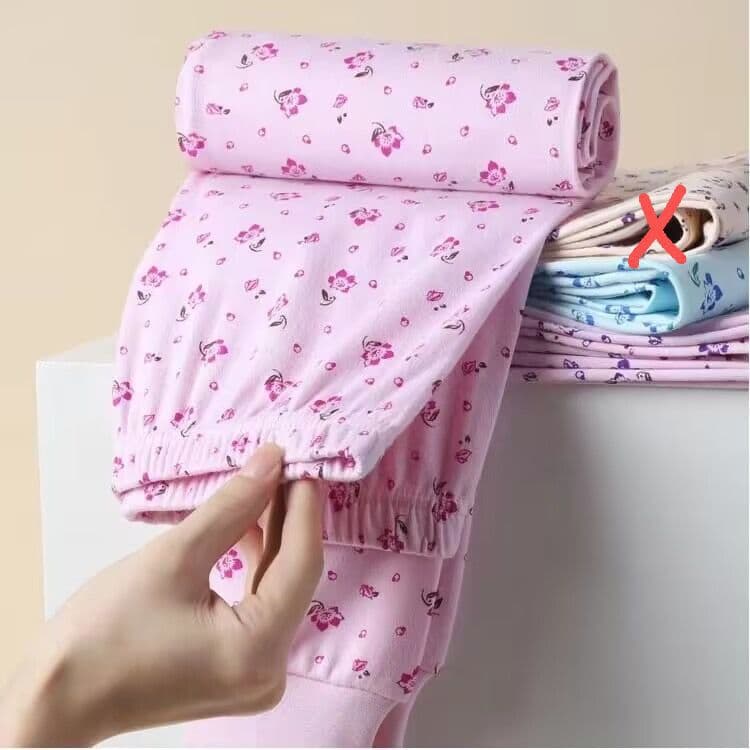 Women's Printed High-Waist Cotton Long Johns, Loose Fit for Mothers and Seniors, Women's Floral Long Johns, Men's Cotton Undershirt