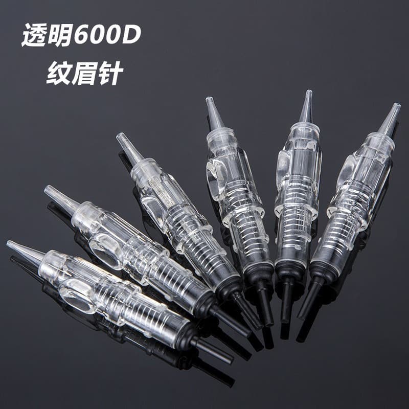 Transparent 600D Eyebrow Tattoo Needle Cartridge for PMU, Lip Blush, Eyebrow Embroidery, Lip Blush, Eyeliner Tattoo Needle Cartridge