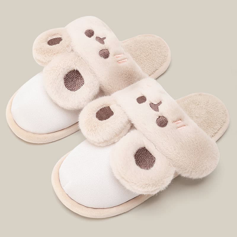 Cute Thickened Slippers with Fleece Inner, Replaceable Hook-and-Loop Straps, Washable Household Shoe Covers, Home Use