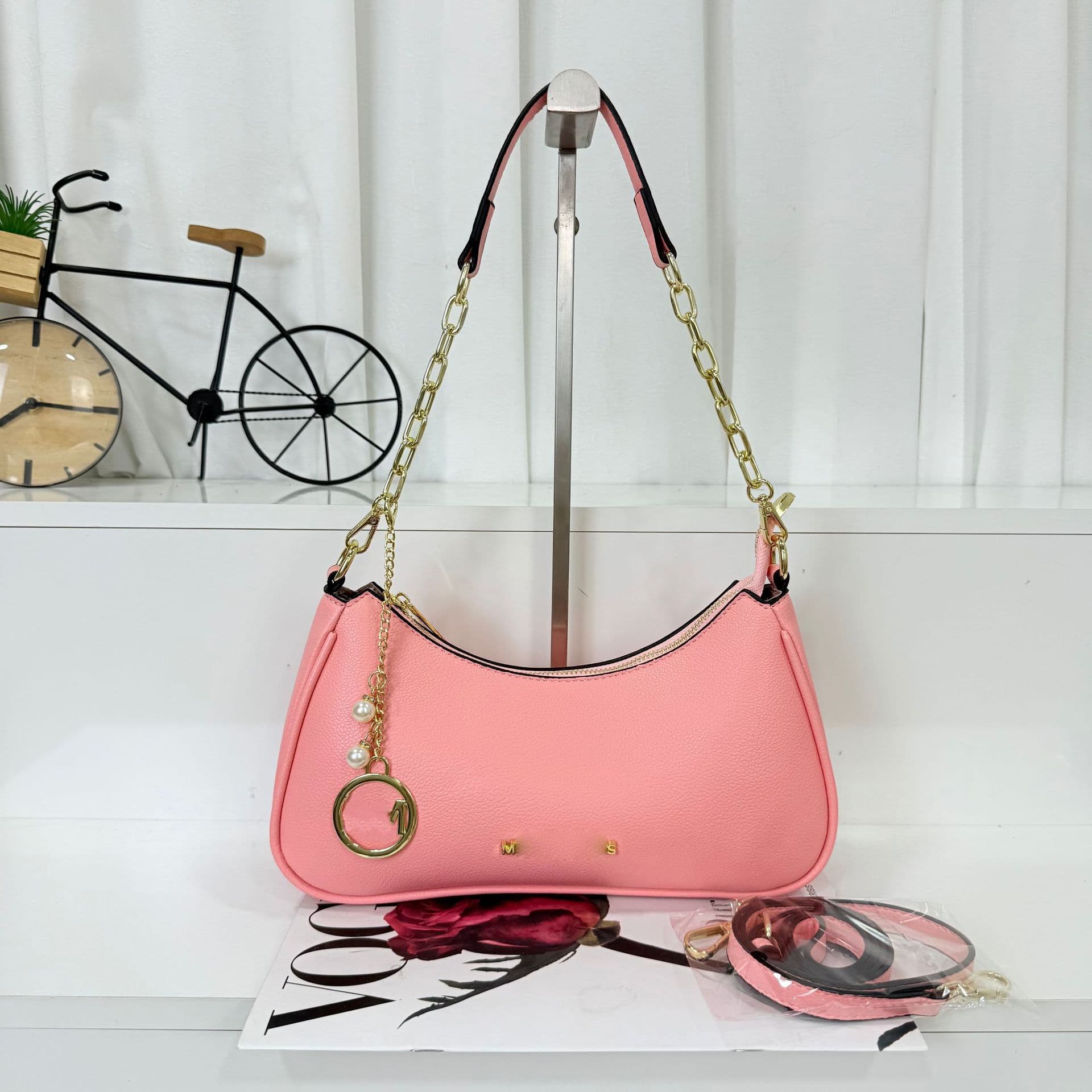 New European and American Lychee Pattern Solid Color Underarm Bag Shoulder Crossbody Handbag Fashionable Versatile Cross-border Women's Bag Wholesale