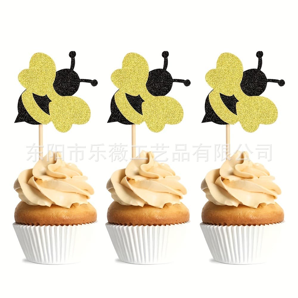Bee Cake Topper Decoration Baking Cake Insert Flag Cake Insert Dessert Table Party Supplies