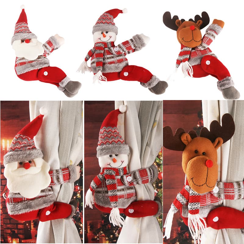 Christmas Decoration Cartoon Santa Curtain Ornament Cloth Hanging Decor for Home Scene Setup Festive Atmosphere