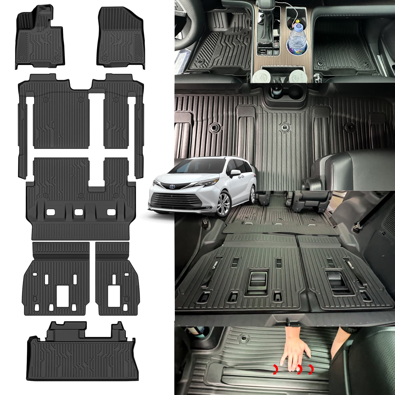 TPE Floor Mats, Trunk Mat, and Backrest Pad for 21-24 Sienna SIENNA
