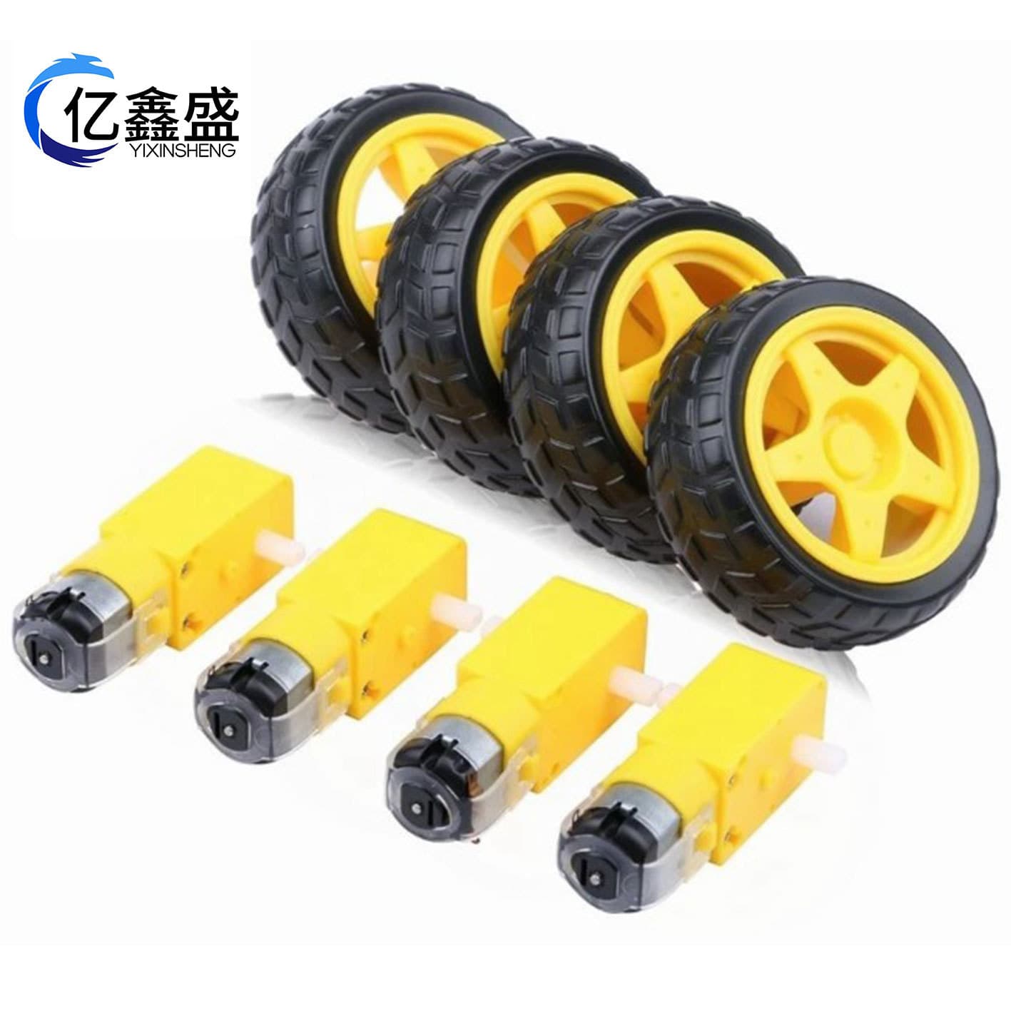 Smart Car Chassis Robot Tires + DC Gear Motor Set, Wheels, TT Motor