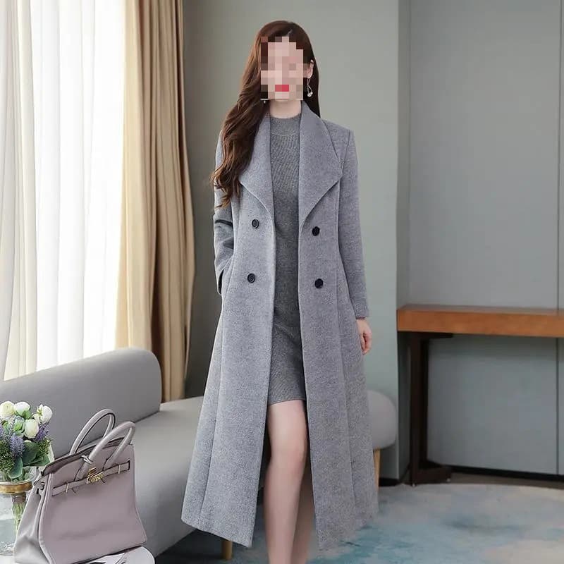 Windbreaker 2026 Autumn and Winter New Woolen Coat Women's Over-the-Knee Thickened Large Size Lapel Extra Long Slim Waist Coat