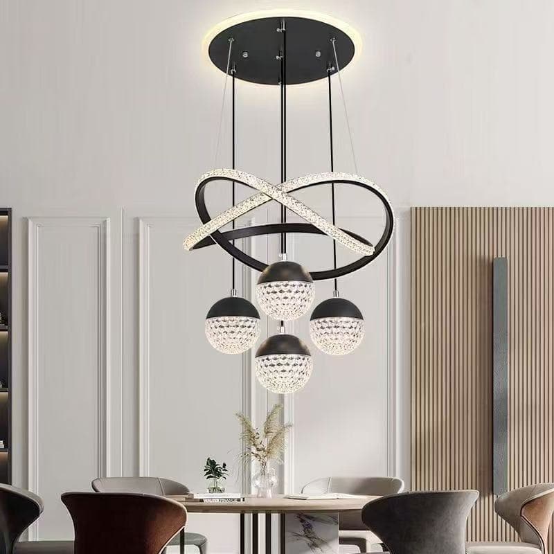 Nordic style fishline iron chandelier 8-10m² home remote control adjustable color temperature smart restaurant bar