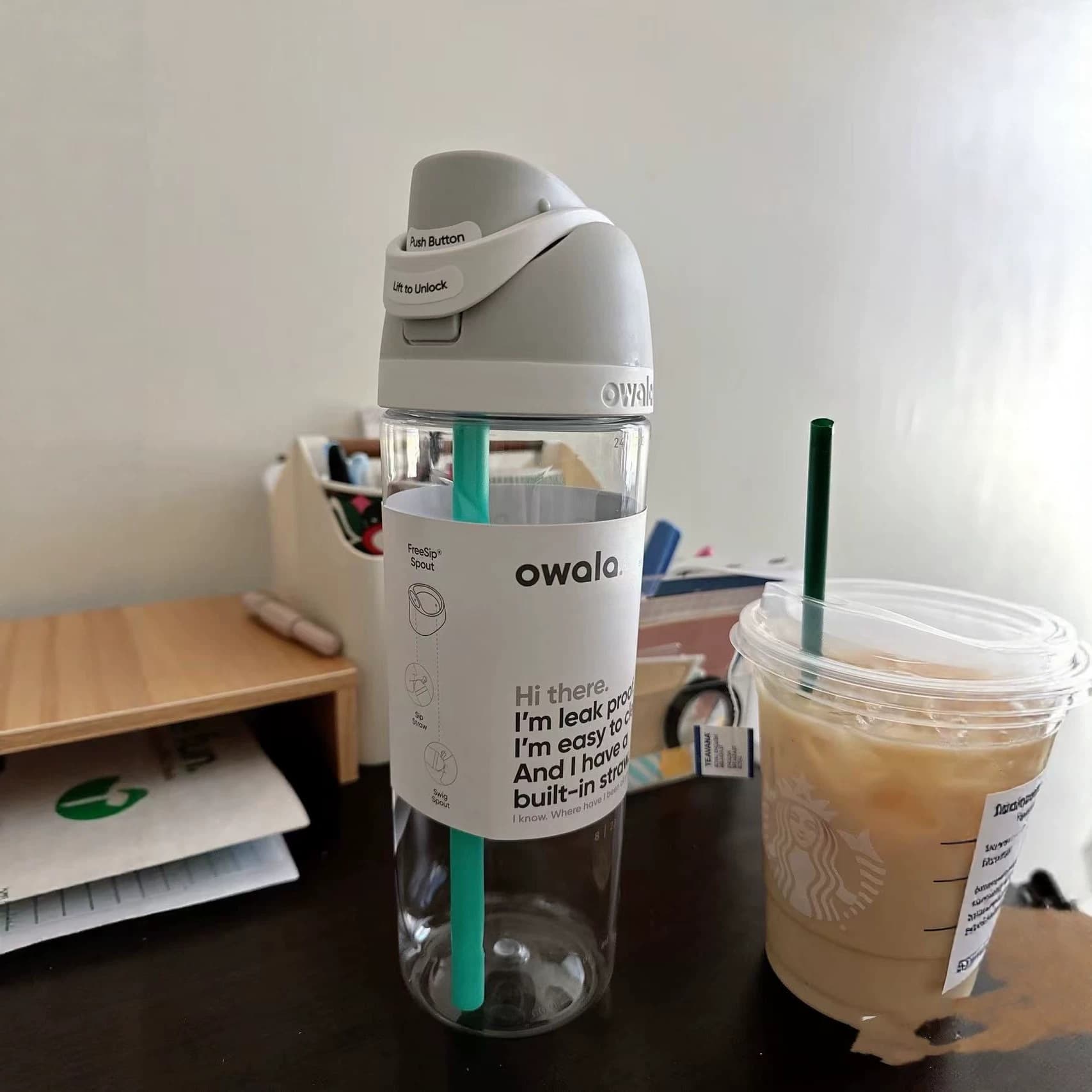 Owala thermos cup freesip straw cup double drink stainless steel water cup sports popular hand cup straight cup