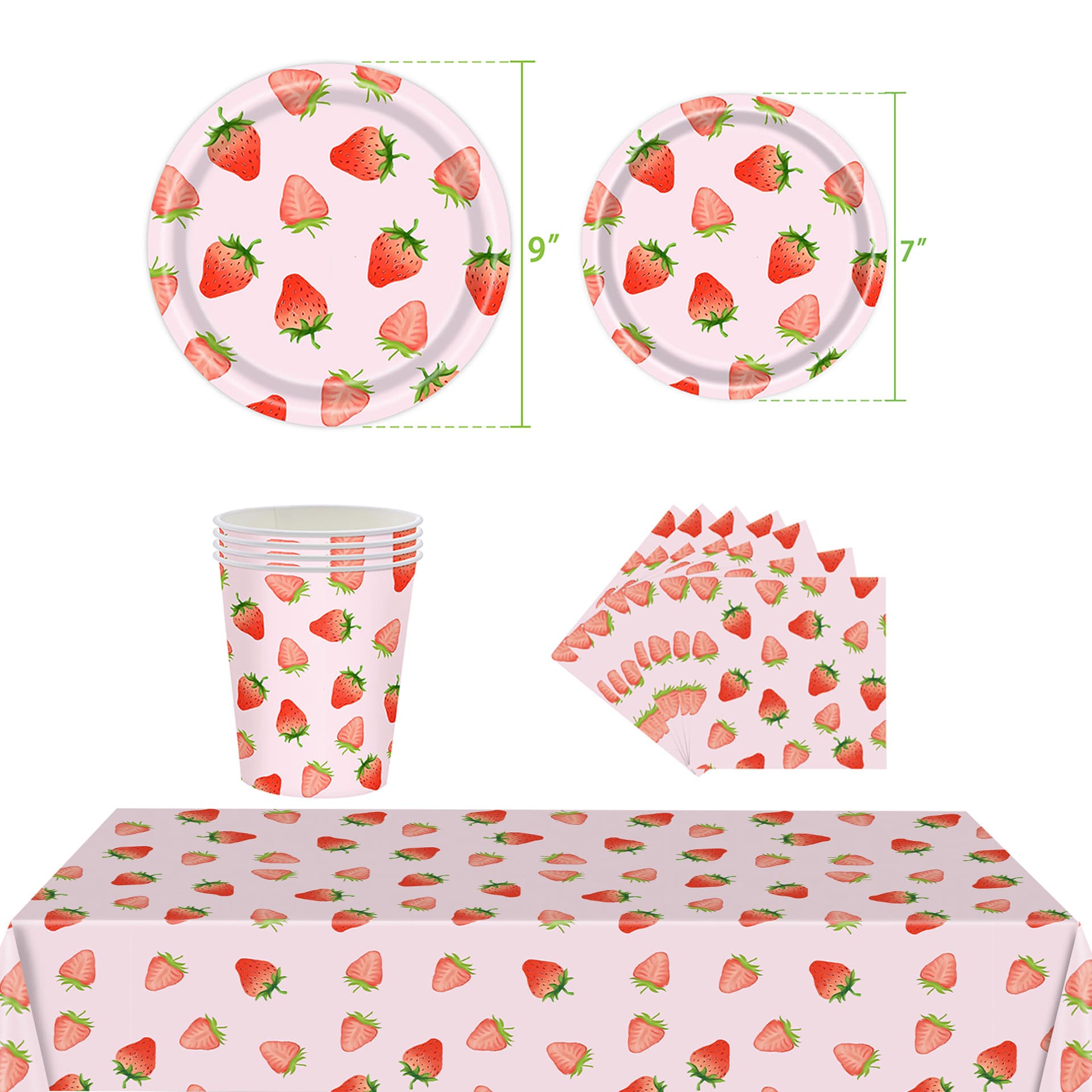 Cross-border new style strawberry disposable plate paper plate picnic plate cake plate children's birthday party dessert table set