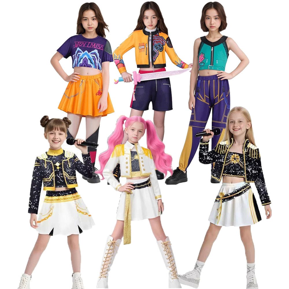 Cross-border Kpop Demon Hunter Girl Group Costume Demon Hunter Girl Group Children's Clothing Devil Hunter Cosplay Lumi Anime Set Female