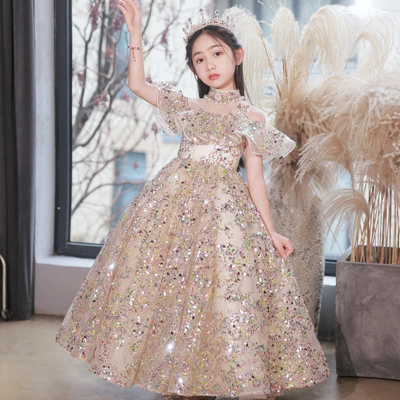 Girls' Formal Dress Princess Gown Little Girl Light Luxury Niche French Style Birthday Host Piano Performance Costume Spring