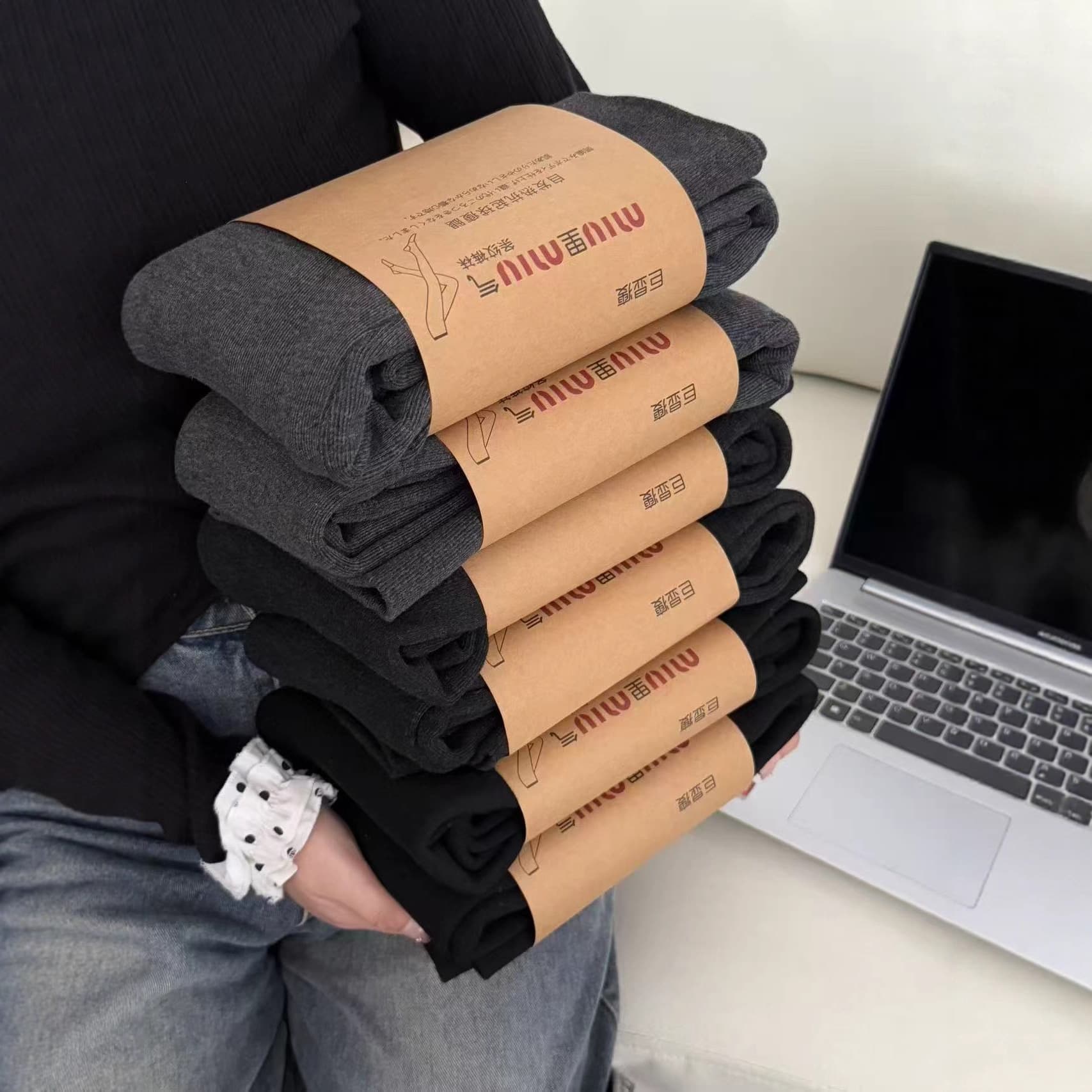 Ono's style 330g gray leggings for women, perfect for autumn and winter, non-slip-down, fleece-lined, compression slimming tights.