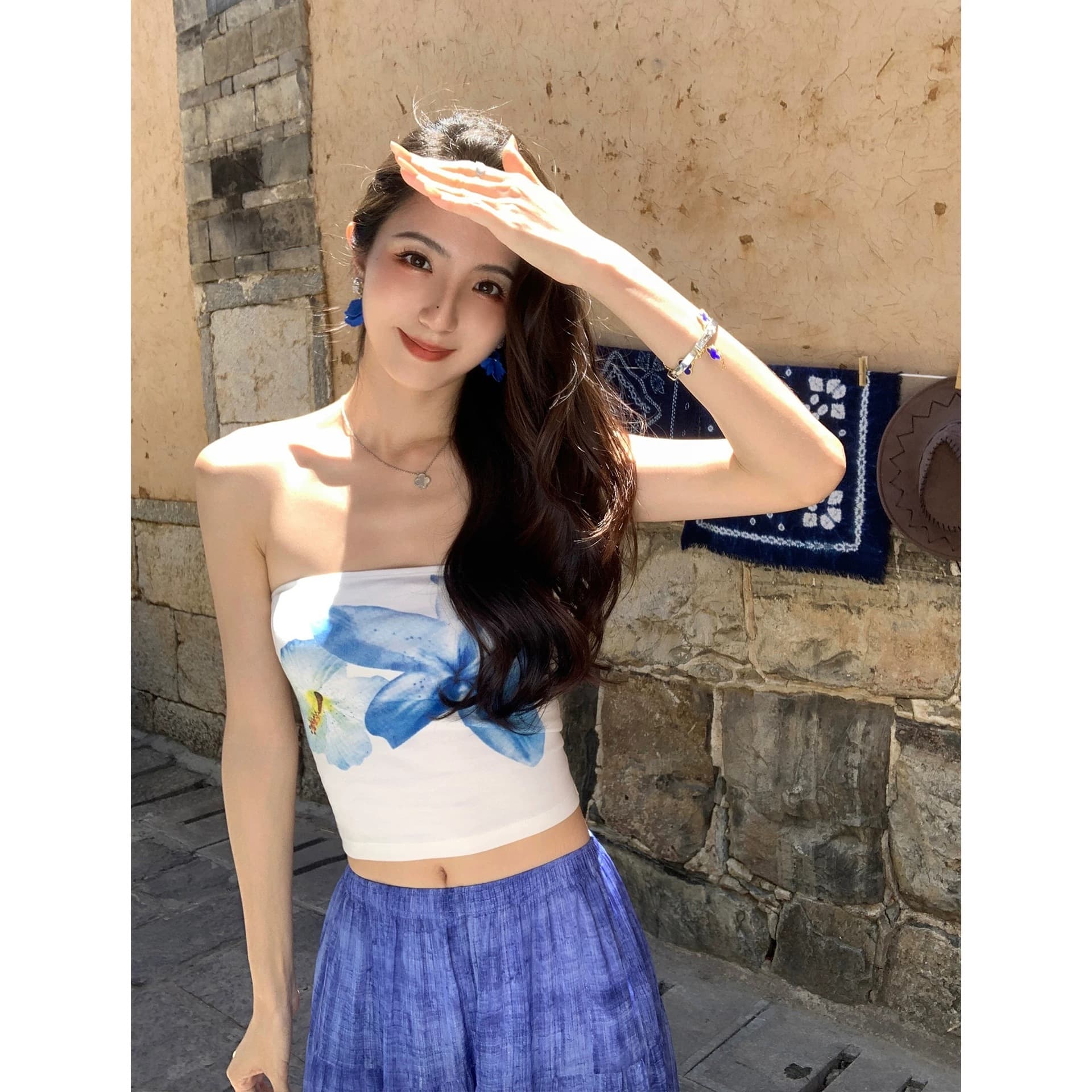 Korean Chic Temperament Pure Desire Print Tube Top Vest Women's Outer Wear Spicy Girl Slim Short Fashion Sleeveless Top