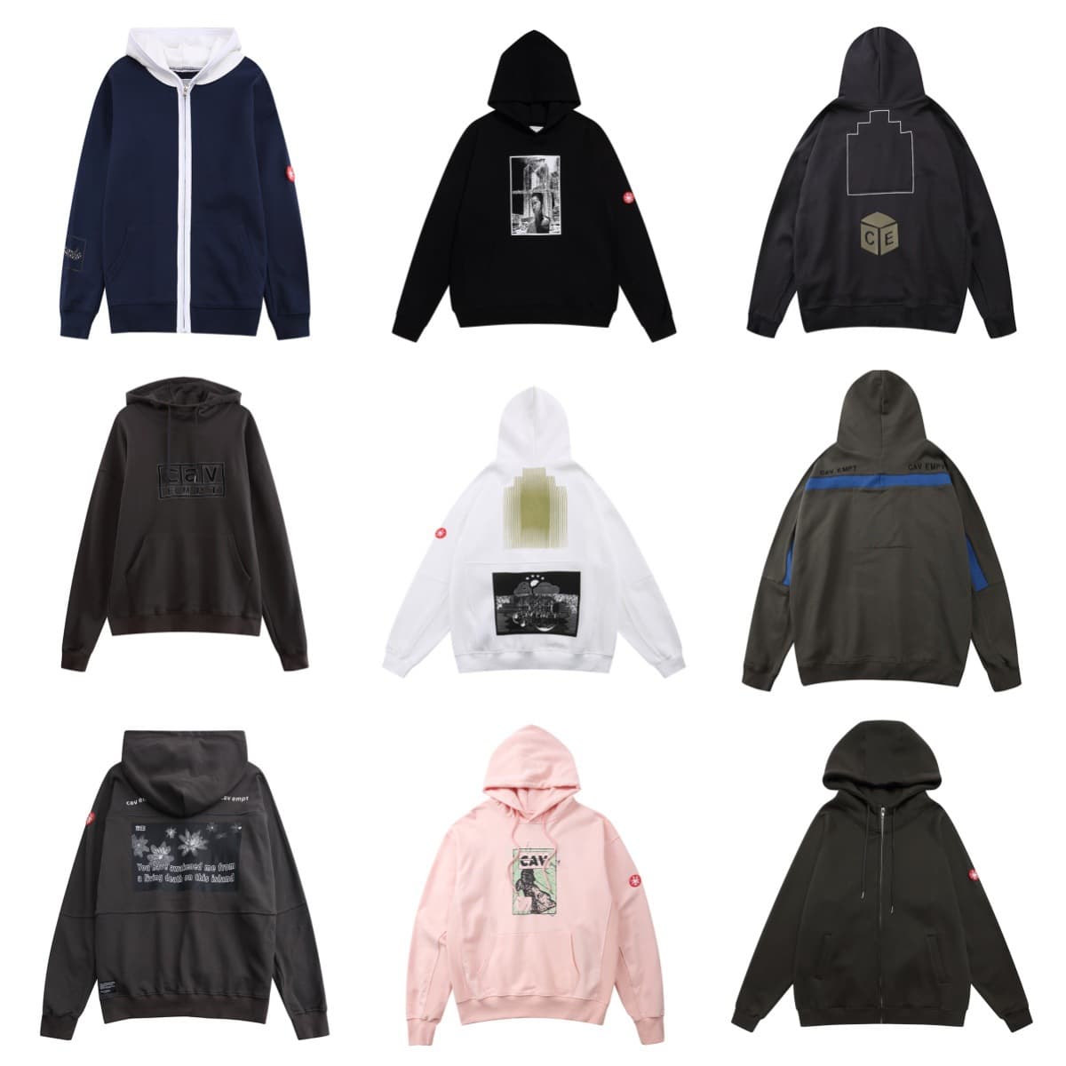 In Stock CE Cavempt New Japanese Trendy Loose Casual Hoodie with Portrait Print Embroidery Pullover