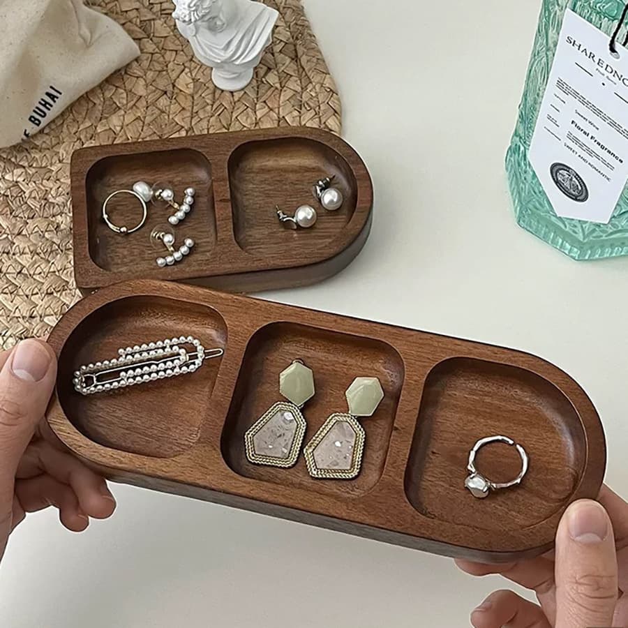 Ins Style Storage Tray, Perfume Jewelry Aromatherapy Cosmetic Organizer, Desktop Decorative Display, Wooden Tray