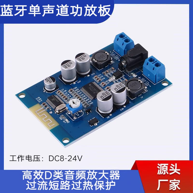 Bluetooth 5.0 Digital Amplifier Board Module 60W Mono Class D Speaker Audio Power Amplifier Board DC8-24V