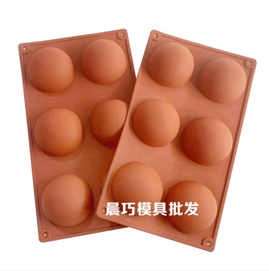 In Stock 6-Cavity Large Half-Round Silicone Cake Mold, Handmade Soap Mold, Scented Candle Mold, Reusable for Ice Pops
