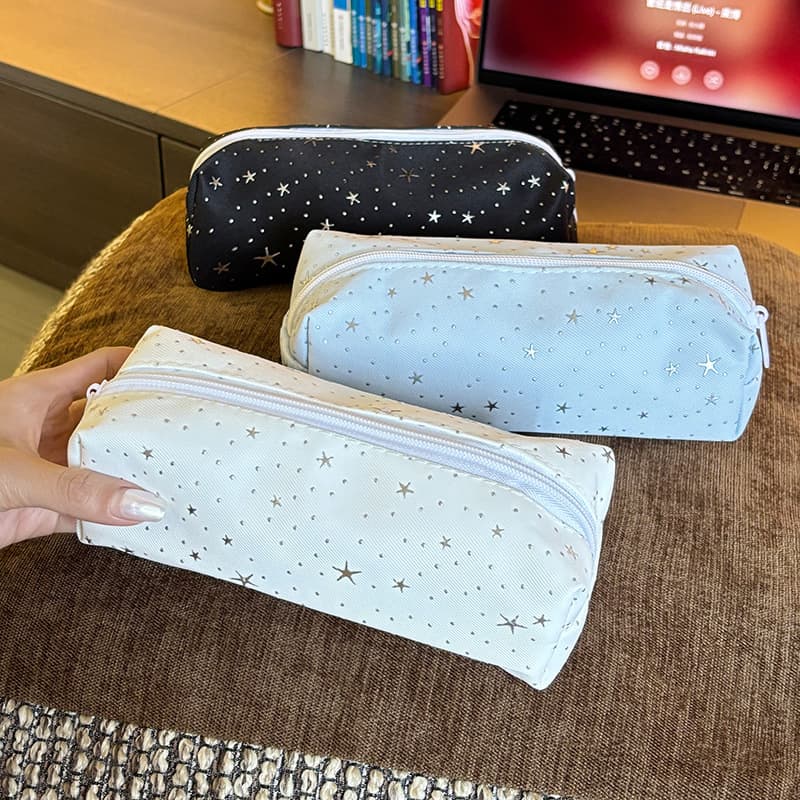 Star polka dot niche simple and cute canvas pencil bag high-looking small bag outing change portable miscellaneous cosmetic bag