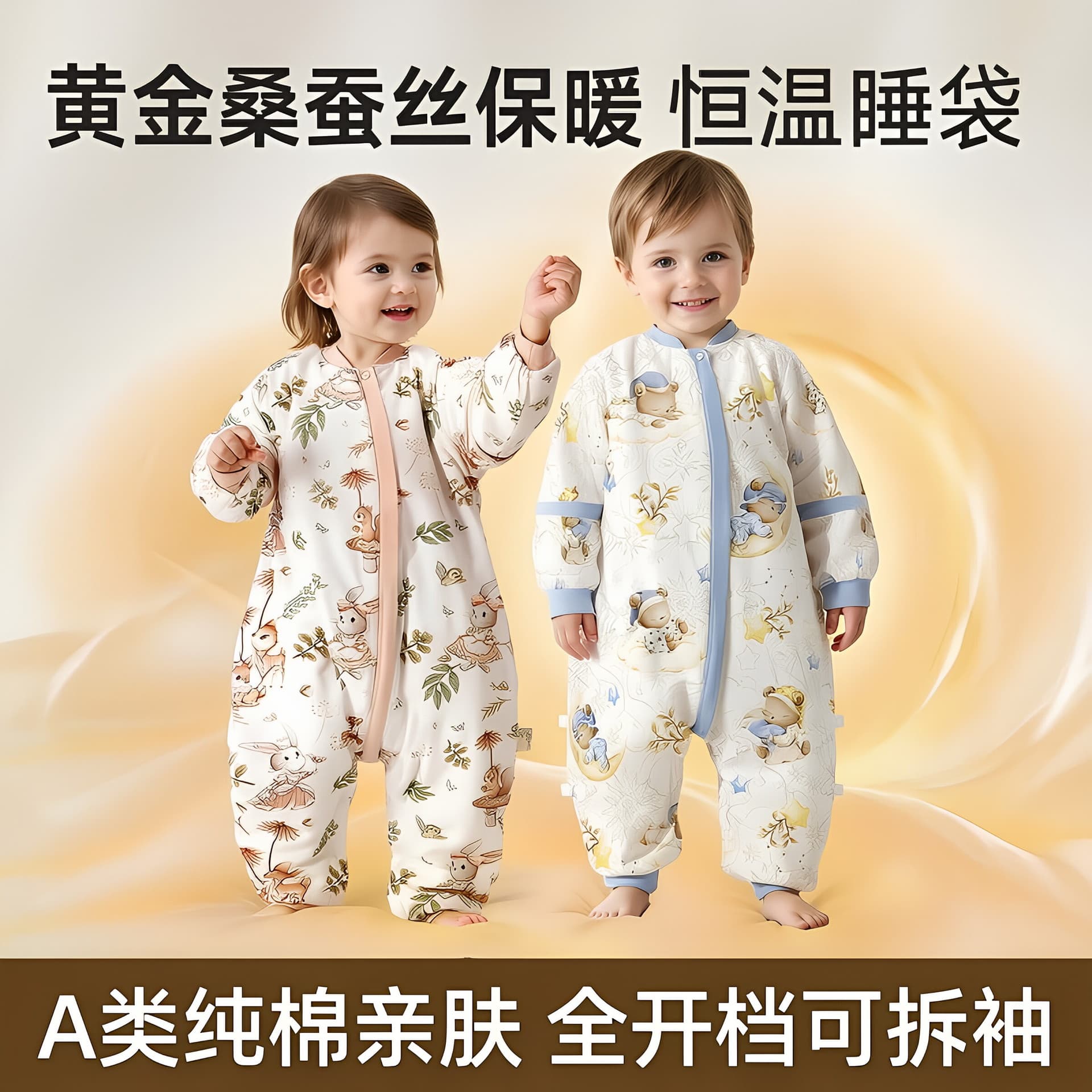 Sleeping bag baby summer class A pure cotton breathable thin children's split-leg pajamas anti-jump baby clothes anti-kick quilt