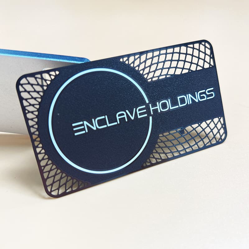 Stainless steel matte black blank card matte black color printing process engraving laser screen printing hollow business card process design and printing