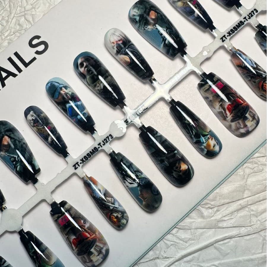 Delta Force 2D Anime Wearable Nail Tips Game Anime Cartoon High-Definition Pain Nail Art Tempered Coating Surface Wholesale