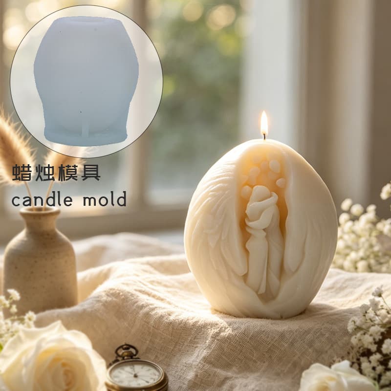 Trendy Romantic Couple Wings Silicone Mold for Scented Candles, Plaster Aroma Diffuser, Decorative Piece, Cake Baking Tool