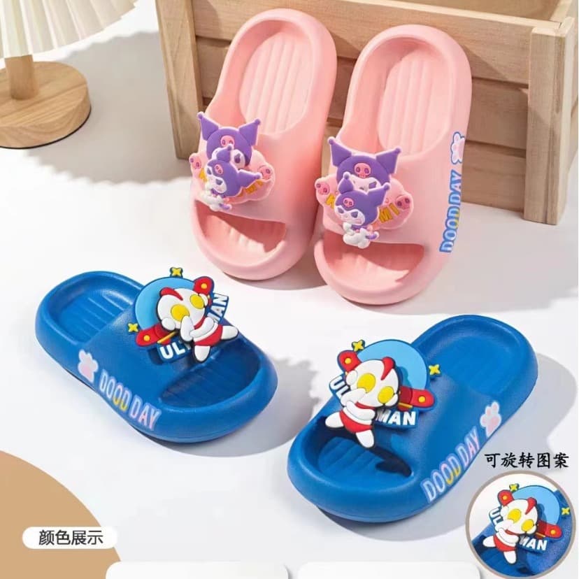 EVA girls slippers summer cartoon Kuromi anti-slip bathroom children's slippers medium big children children male Ultraman