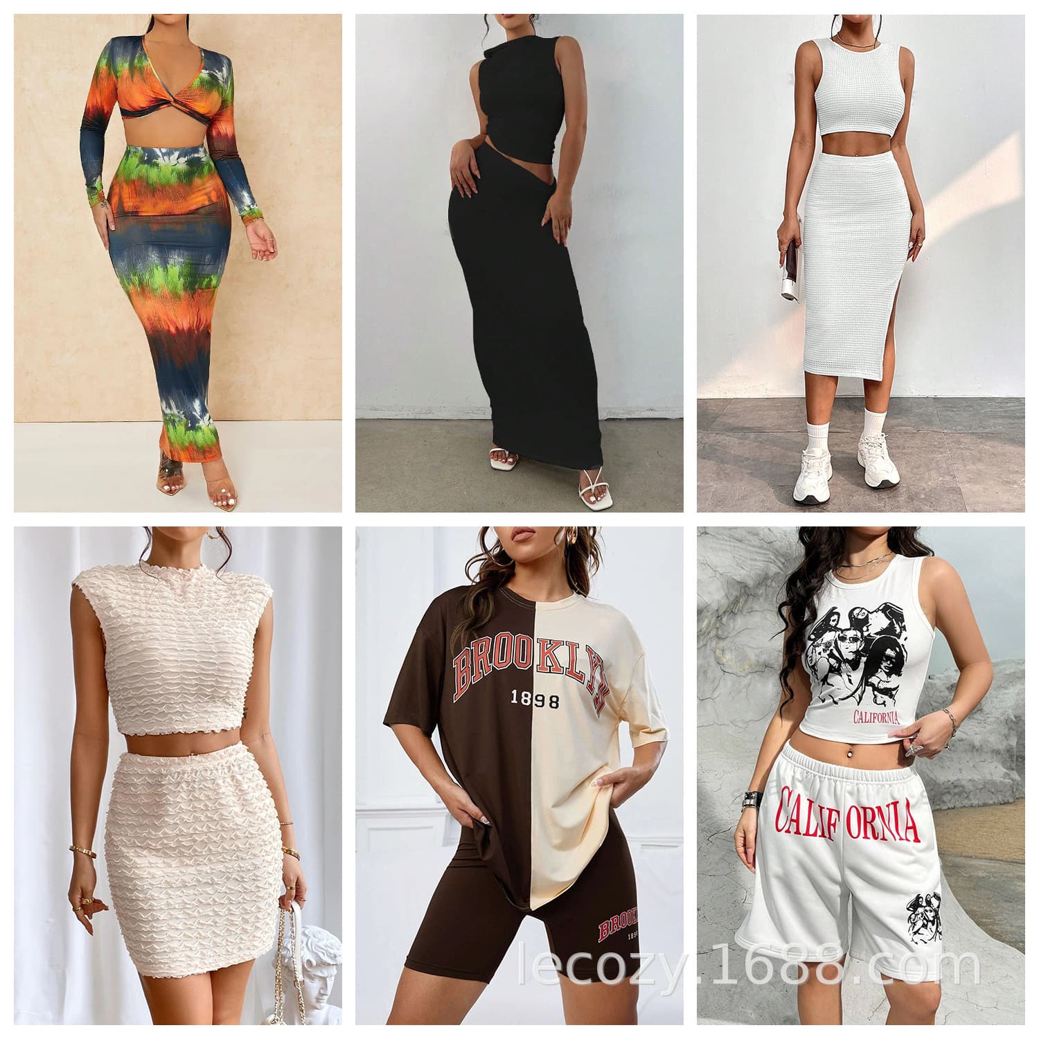 Shein Women's Sets Amazon Casual Tops Shorts Skirts Two-Piece Mixed Styles Wholesale