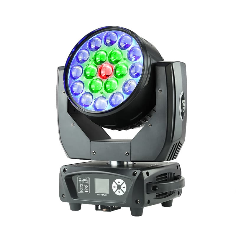 19x15W RGBW 4-in-1 Zoom Moving Head Effect Light with Ring Control Running Effect, 19x15W SMD LED Beads