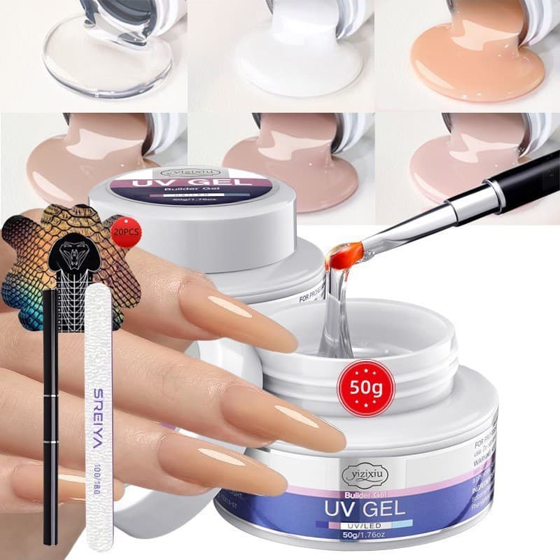 Cross-Border Painless Nail Extension Gel Nude Color Gel Shaping Extension Reinforcement Construction Gel Five-In-One Set