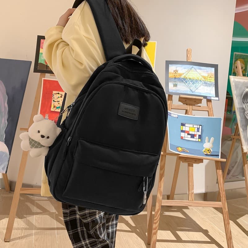 Simple Casual Large Capacity Backpack for Middle And High School Students Women's Versatile Nylon Bag with 16 Inch Laptop Compartment