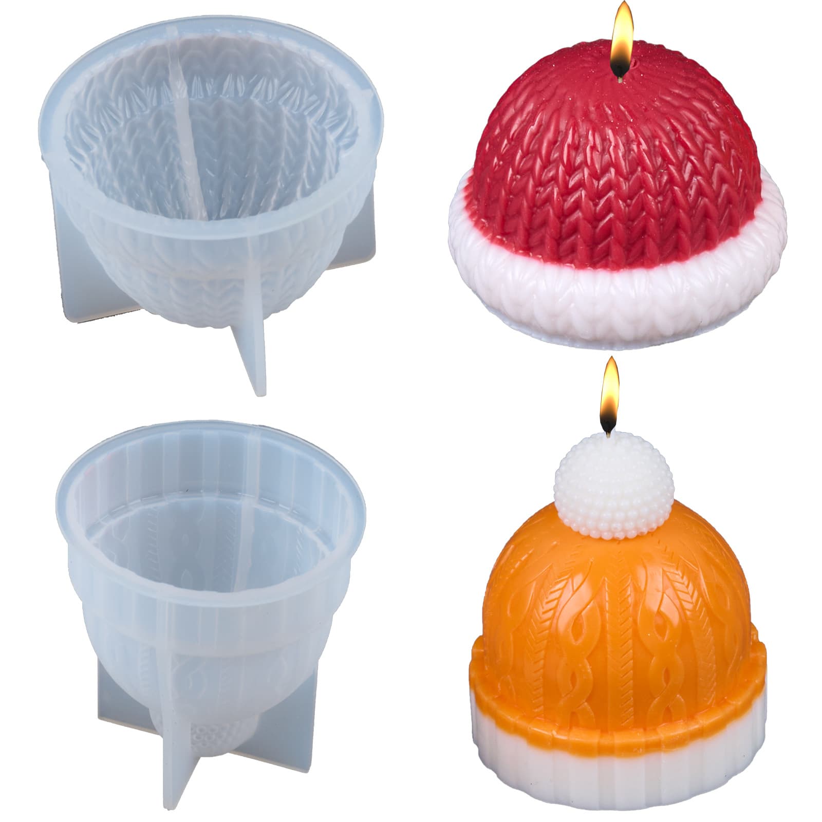 DIY Yarn Christmas Hat Aromatherapy Candle Silicone Mold Christmas Decoration Ornament Making Cake Baking Mold
