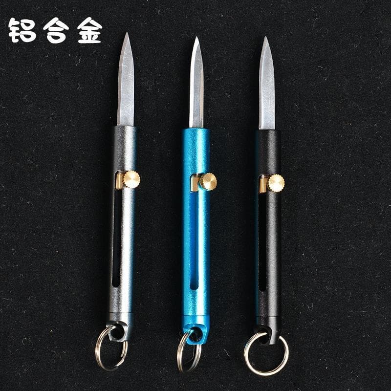 Aluminum Alloy Mini Retractable Keychain Folding Knife Portable Box Cutter for Opening Packages Self-Defense