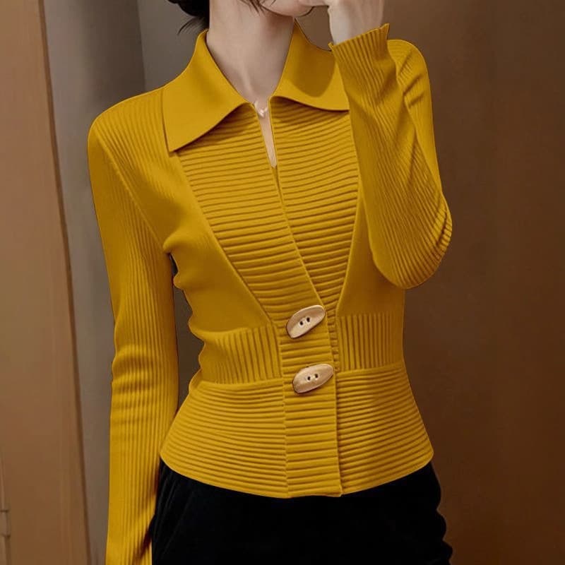French commuter versatile casual daily high-end khaki top for women 2025 early autumn slim slim sweater