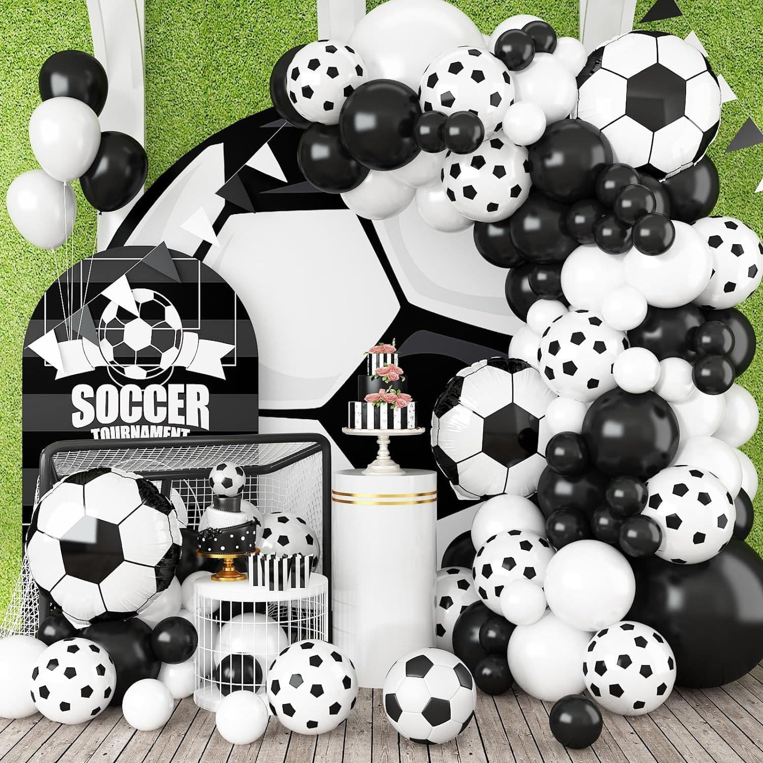 110-Piece Soccer Balloon Arch Set Soccer Aluminum Foil Decoration for Teen and Kids Soccer-Themed Birthday Party