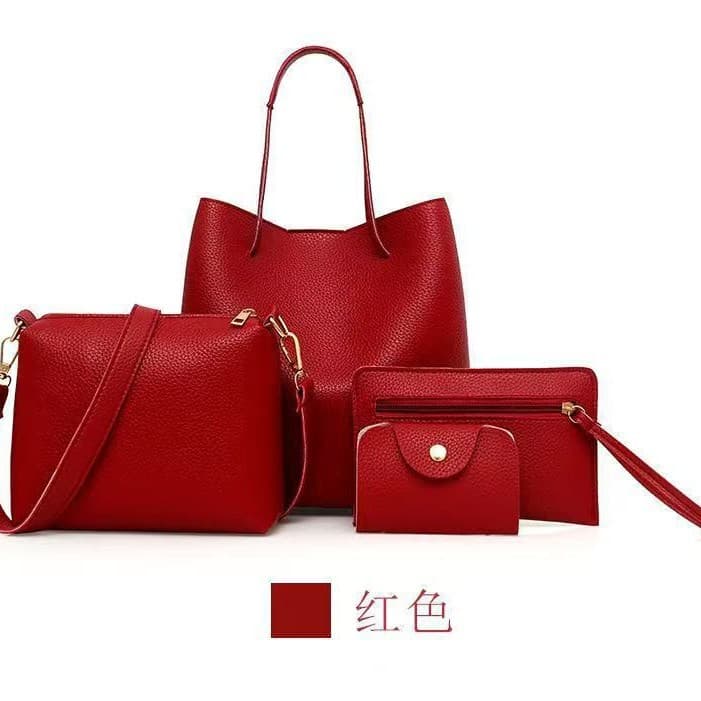 2023 Summer New European and American Fashion 4-Piece Handbag Set Bucket Bag Women's Tote Bag Crossbody Phone Bag Coin Purse