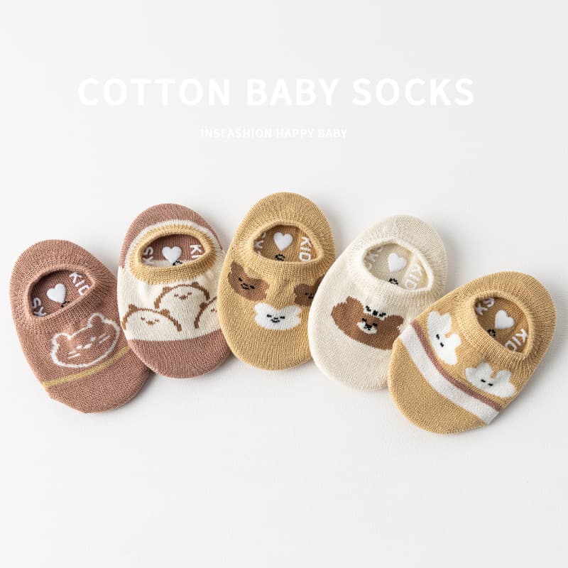 Combed Cotton Anti-Slip Toddler Socks for Boys and Girls Walking Floor Boat Socks Spring Autumn Comfortable Breathable Socks