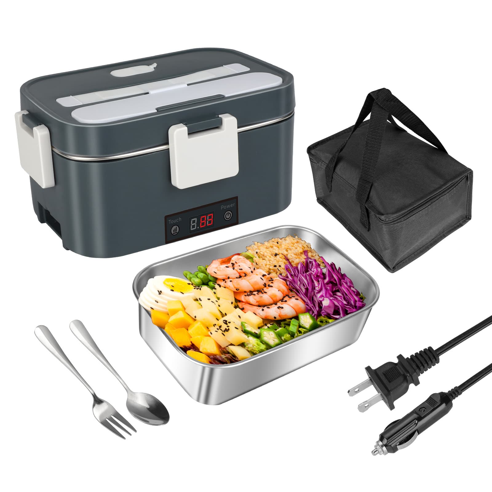 New Electric Lunch Box with Heating and Insulation, Dual-Power for Home and Car, Multi-functional