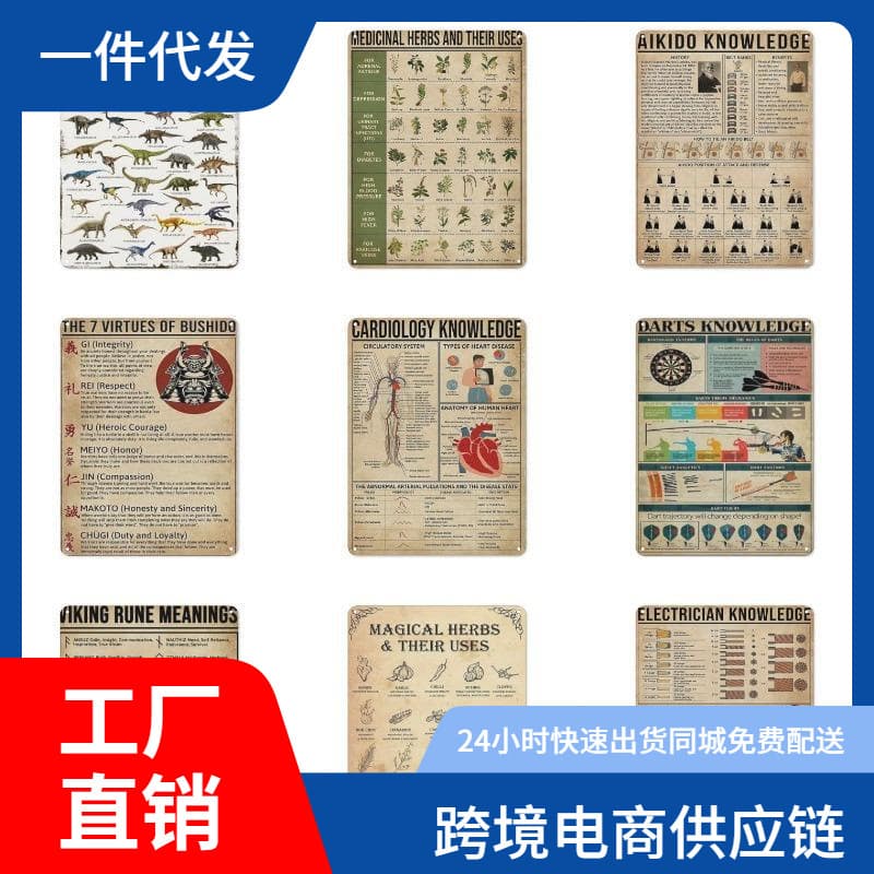 Popular Science: American Retro Tinplate Paintings for Bars, KTVs, Barbecues, Milk Tea Shops, Wall Hangings, Cross-border Trade Decorative Paintings