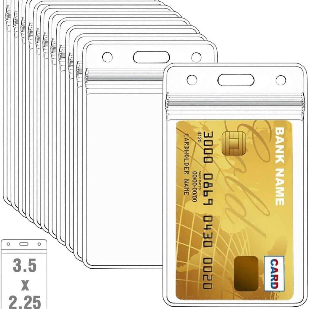 Amazon Best-Selling Vertical Transparent ID Badge Holder PVC Card Clip Sealed Waterproof Zipper Plastic Protective Case
