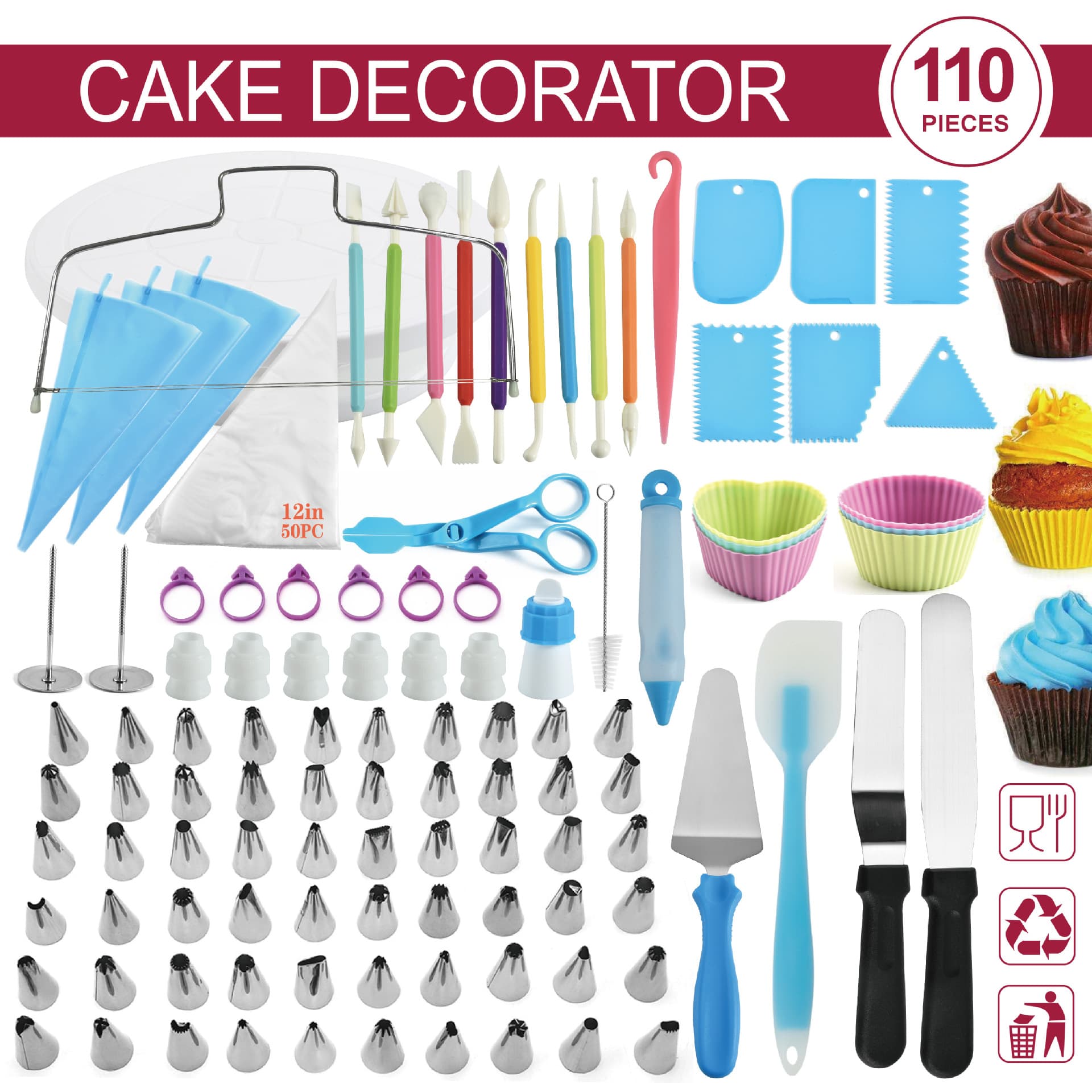 Stainless steel decorating nozzle 110PC set cream cake decoration decorating tool baking special lace