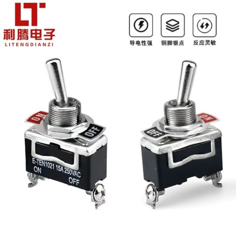 E-TEN1021 Black Orange Two-Position Two-Pin Toggle Switch Toggle Rocker Arm Switch 15A250V