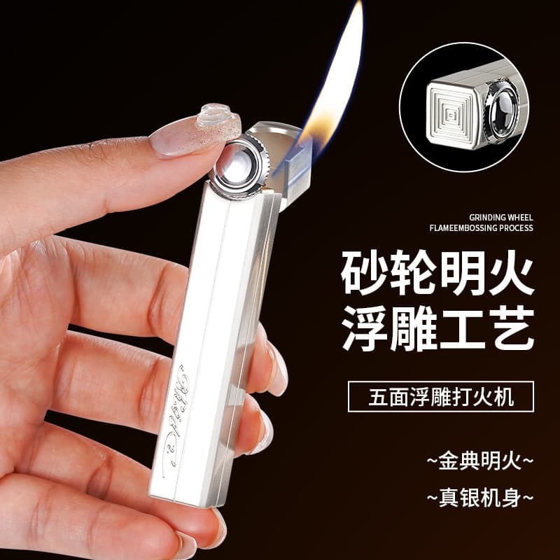 BD8039-AB resin craft inclined flame lighter metal body gift inflatable open flame lighter