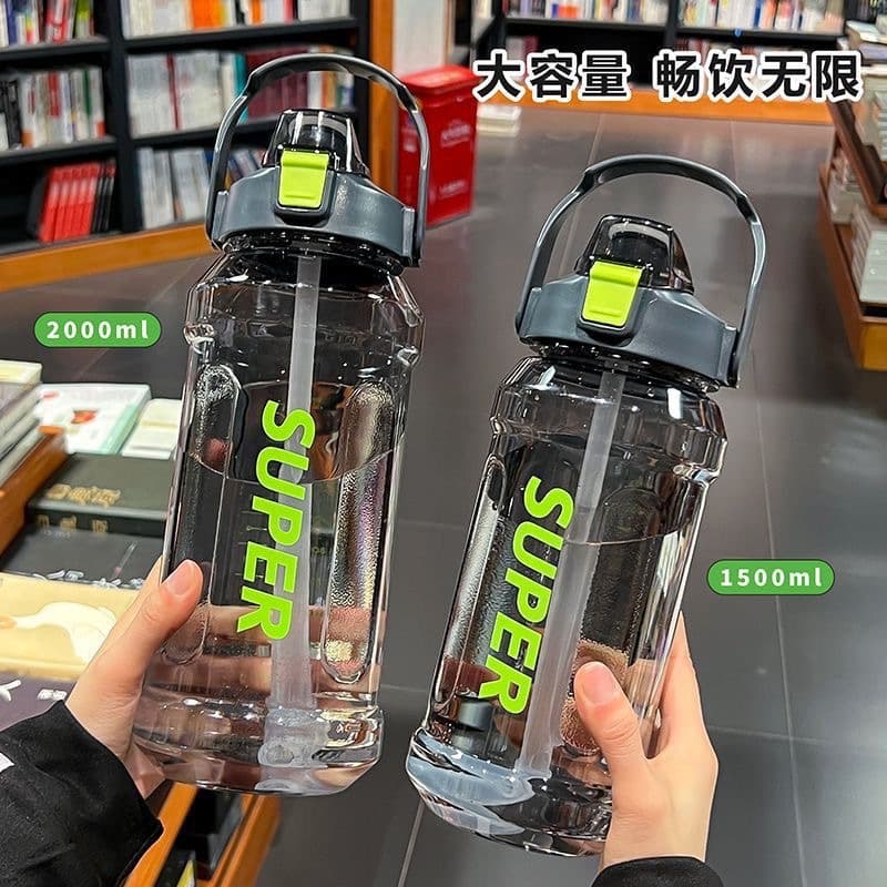 2000ml large capacity sports water bottle for men, fitness and outdoor portable cup, oversized heat-resistant ton-ton bottle for summer