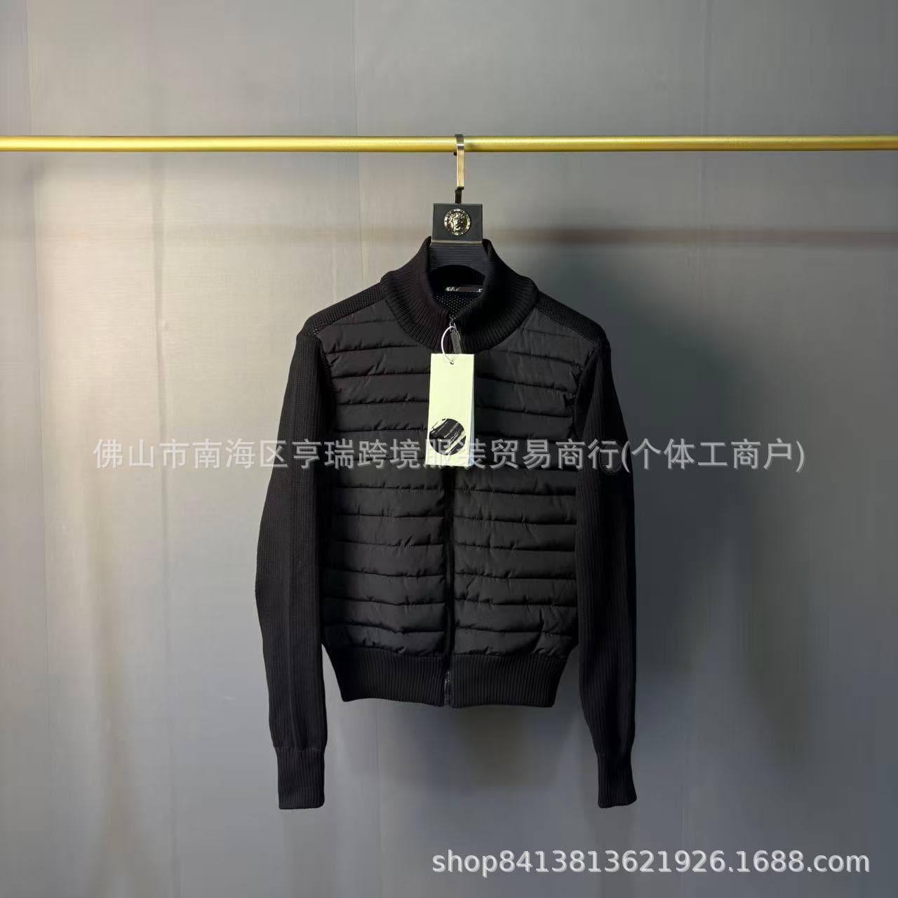 New European Style Goose Knit Patchwork Casual Down Jacket for Men, White Duck Down Warm Fashionable Slim Fit Down Coat