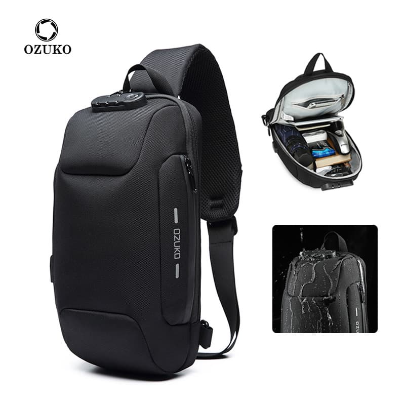 Ozuko Men's Tactical Chest Bag Waterproof Outdoor Sports Multifunctional Crossbody Bag Lightweight Oxford Cloth Anti-theft